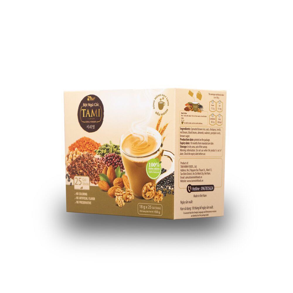 BỘT NGŨ CỐC  DINH DƯỠNG TAMI 450 GRAM 25 GÓI