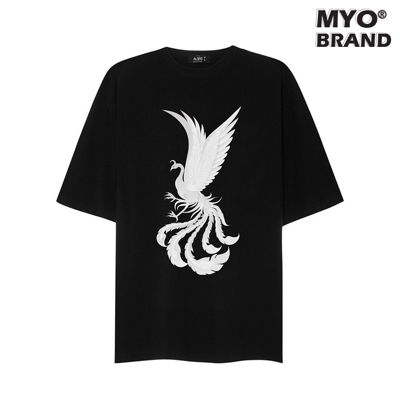 Áo Phông Đẹp MYO Vải Cotton In Hình PHOENIX Đen