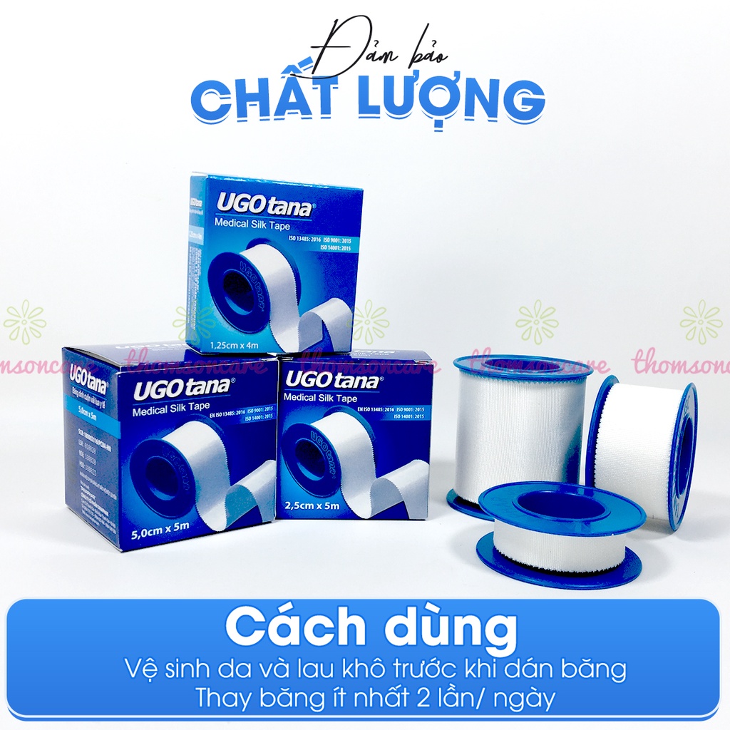Băng dính cuộn vải lụa y tế UGOTANA - độ dính cao, băng keo mềm sơ cứu vết thương