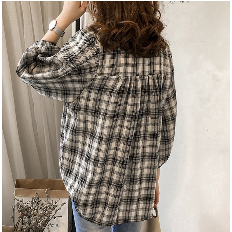 Áo Khoác Sơ Mi Nữ Tay Lửng Kẻ Sọc Caro Thời Trang | BigBuy360 - bigbuy360.vn