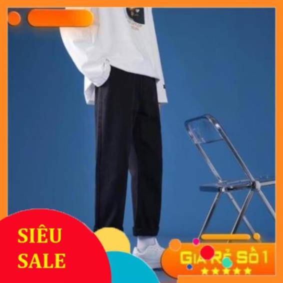 Quan jean nam Đen Trơn bóng baggy ống suông rộng tại Thế Giới Quần Jeans Nam -v11