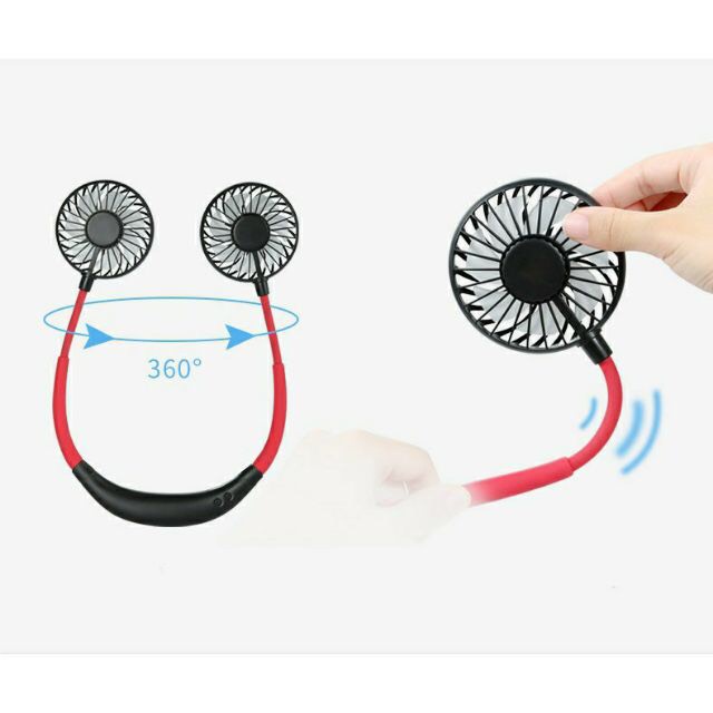 Quạt mini sạc điện dự phòng đeo cổ, cầm tay tiện lợi sử dụng cho văn phòng, thể thao, chạy bộ, du lịch có 3 tốc độ
