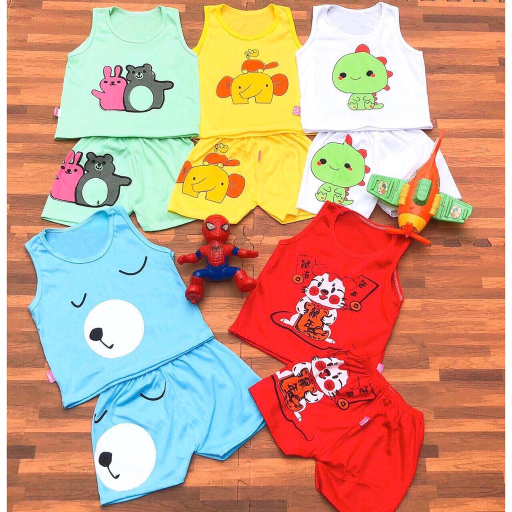 Set 5 Bộ ba lỗ cotton   co giãn 2 chiều cho bé 3-14kg BBL , hình in thay đổi theo lô