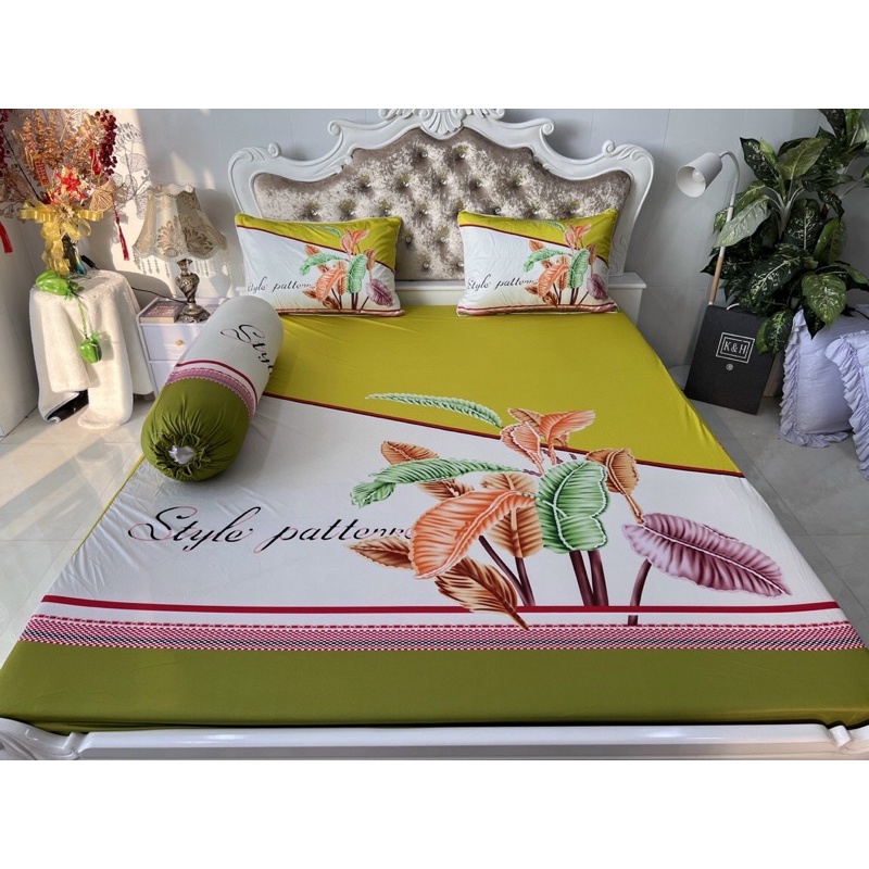 Ga gối thun lạnh 5D cao cấp mẫu lá