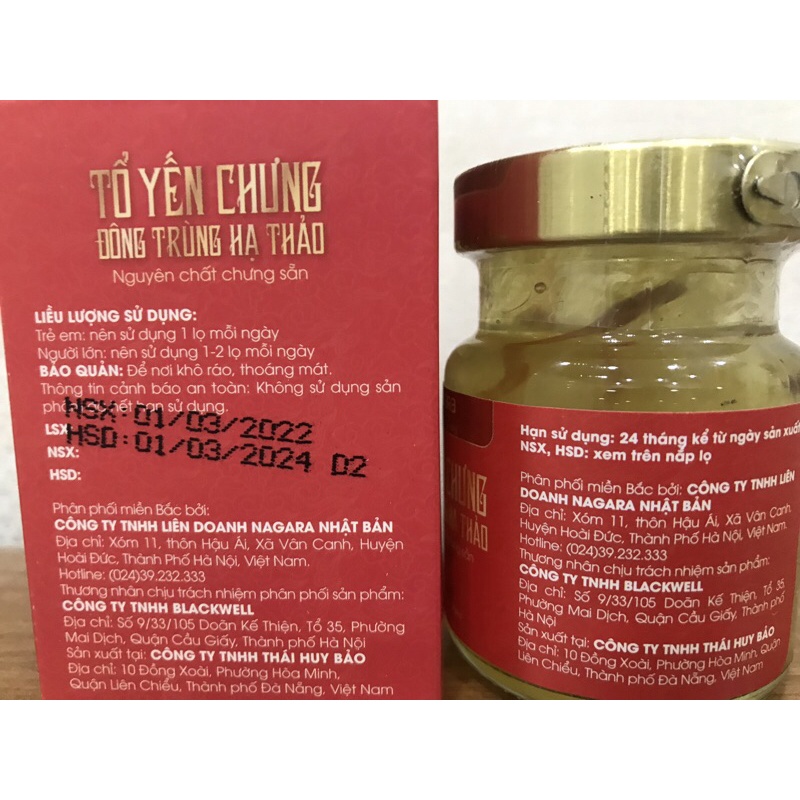 Tổ yến chưng đông trùng hạ thảo nguyên chất chưng sẵn nagara 70ml 30% tổ yến (nước yến đông trùng tươi )