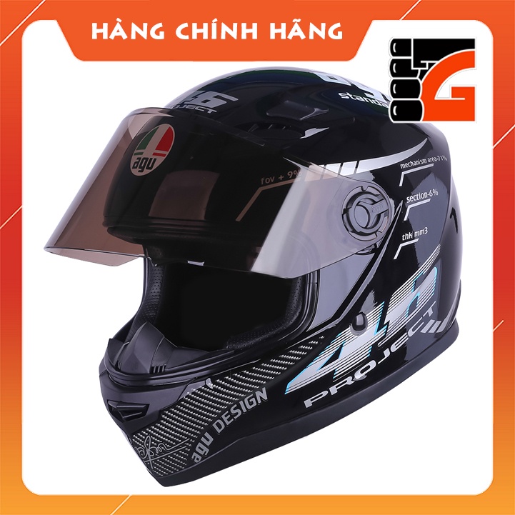 Mũ Bảo Hiểm Fullface AGU Đen vân Carbon