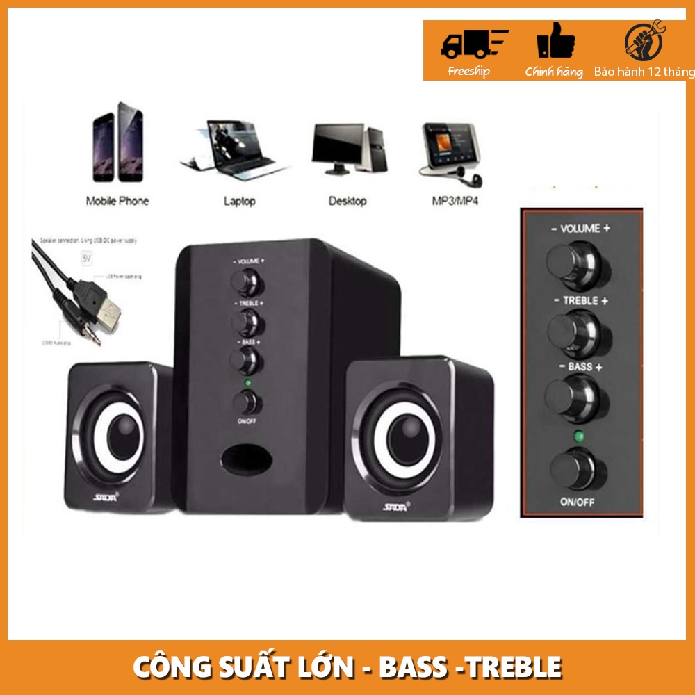 Loa Bãi  , Loa Vi Tính, Loa Máy Vi Tính SADA D-202, Âm Thanh Siêu Trầm Âm Thanh Chất Lượng,, Cổng Sạc USB
