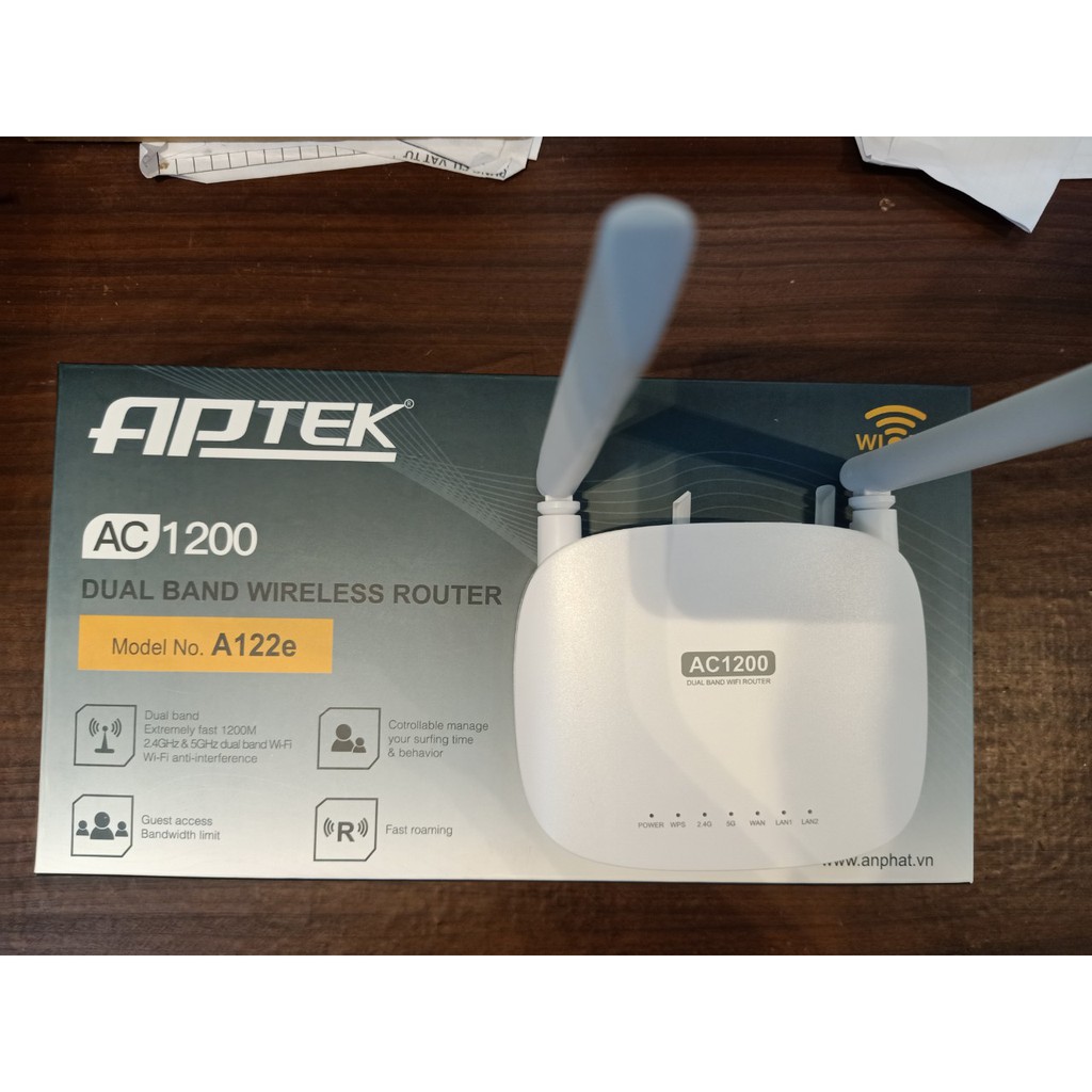 Router Wifi Băng Tầng Kép AC1200 APTEK A122e - Hàng Chính Hãng