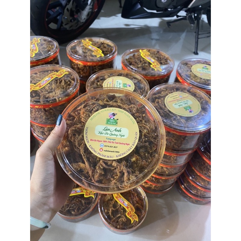 250gram khô bò Quảng Ngãi LAN ANH 100% thịt bò cỏ cùng gia vị quê thơm ngon đặc biệt | BigBuy360 - bigbuy360.vn