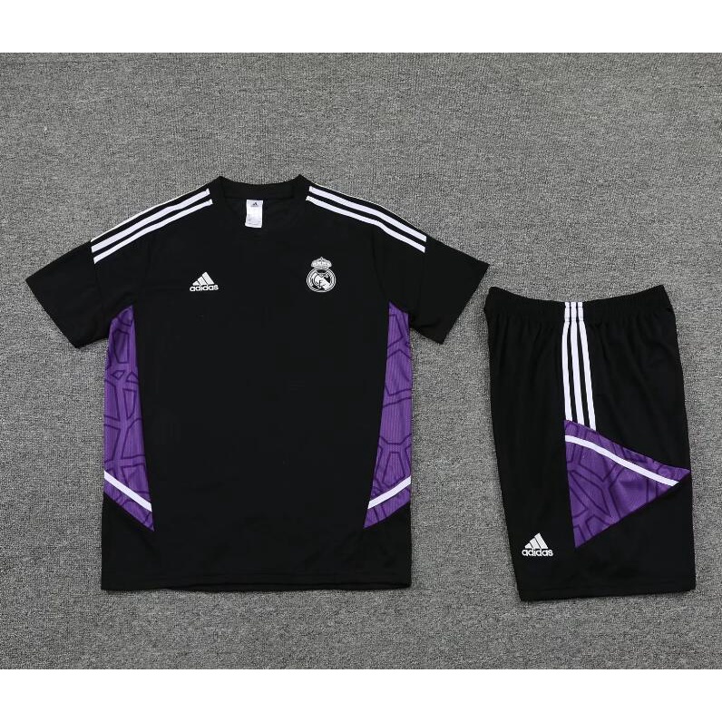 Bộ Đồ Thể Thao Áo Thun Tay Ngắn Phối Quần Short In Logo Real Madrid Thời Trang 2022