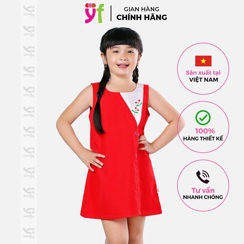 Đầm suông màu đỏ cho bé 10-17KG YF thiết kế vải cát mềm, thoáng mát 7DX053