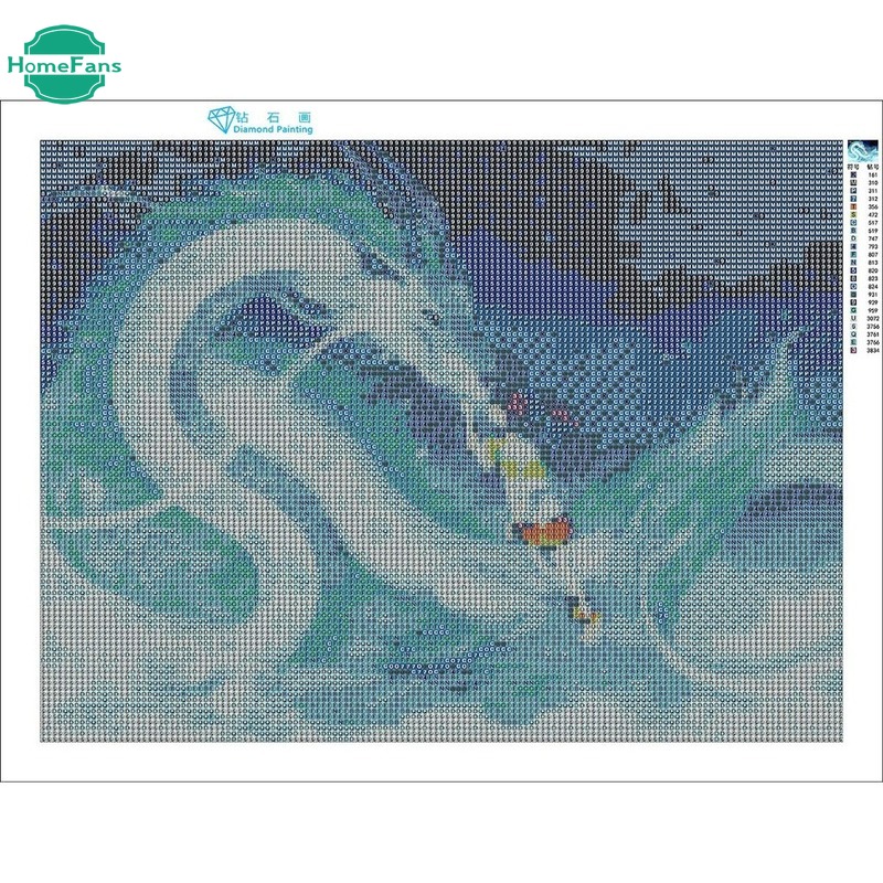 Tranh Đính Đá 5d Tự Làm Hình Cô Gái Và Rồng Hoạt Hình Kích Thước 40x30cm