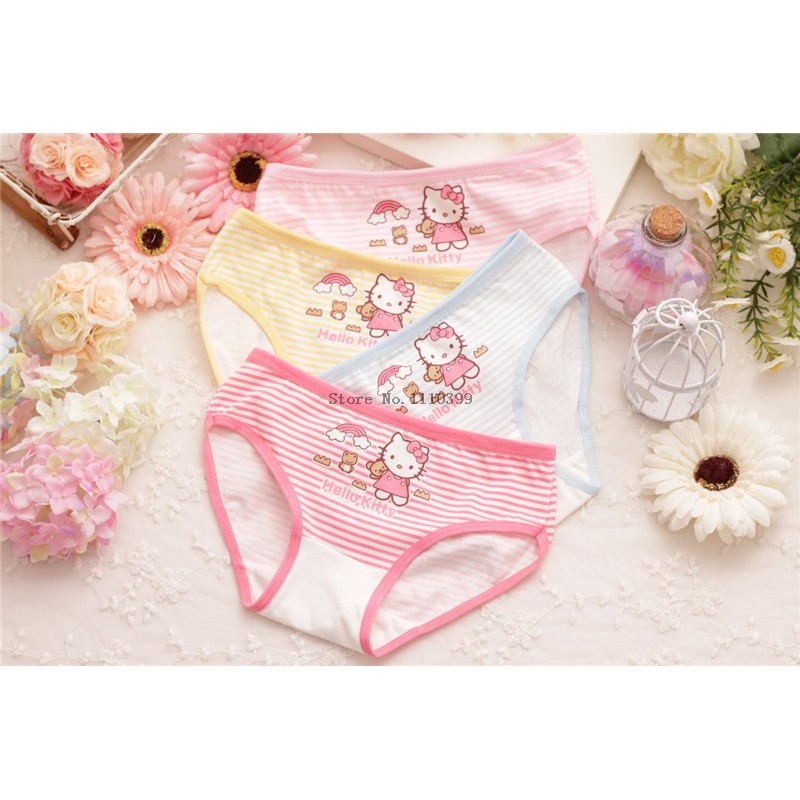 Set 4 quần lót tam giác cotton (Mẫu ngẫu nhiên) cho bé gái, quần lót cotton cho bé gái họa tiết xinh xắn