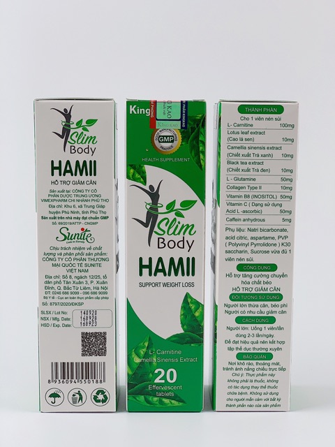 Slim Hamii thế hệ mới Chính Hãng Sunite - Hỗ Trợ Giảm Cân - Hộp 20 Viên Sủi | BigBuy360 - bigbuy360.vn
