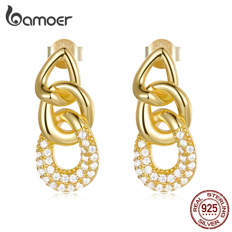 Đôi bông tai Bamoer Bse545 bạc 925 đính zircon quà tặng trang sức nữ