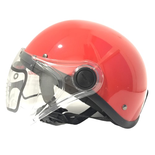 Mũ bảo hiểm nửa đầu - Kính trắng - Amby helmet - Đỏ bóng - Vòng đầu 56-58cm