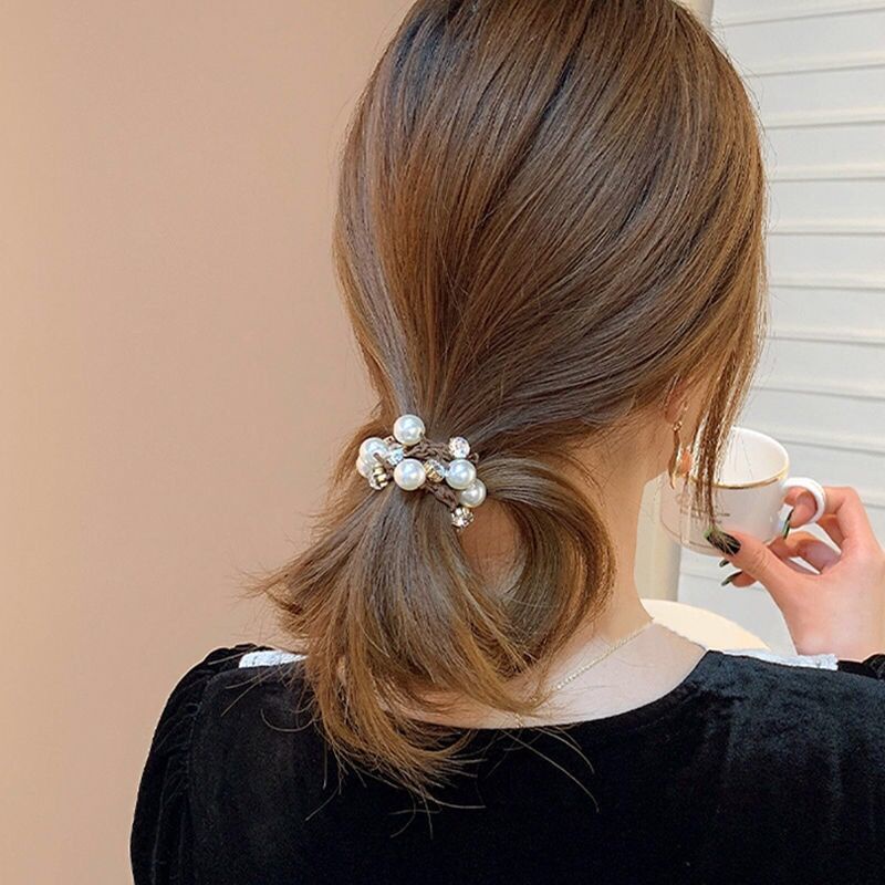 Dây buộc tóc cao su đính ngọc trai thiết kế tinh tế thời trang dành cho nữ