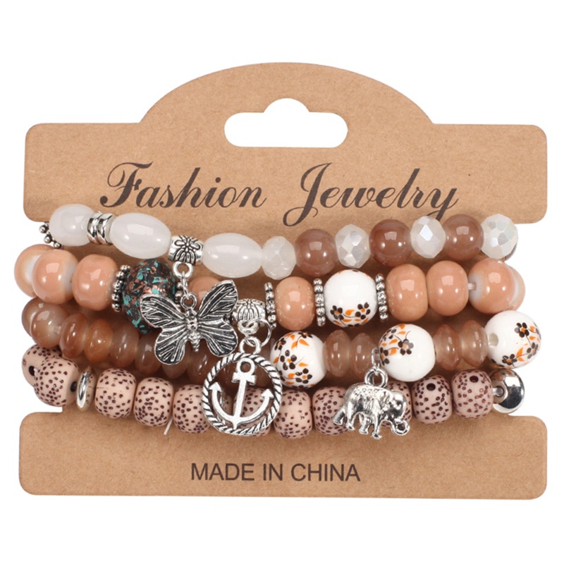 Set Vòng Tay Nhiều Lớp Xỏ Hạt Phong Cách Bohemia Thời Trang Mùa Hè