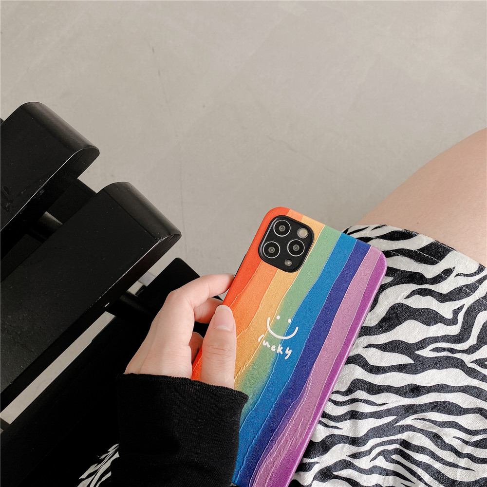 Ốp Lưng Họa Tiết Mặt Cười Cầu Vồng Thời Trang Cho Iphone 11 Pro Max X Xs Xr Xsmax Se 2020 7 8 Plus | BigBuy360 - bigbuy360.vn