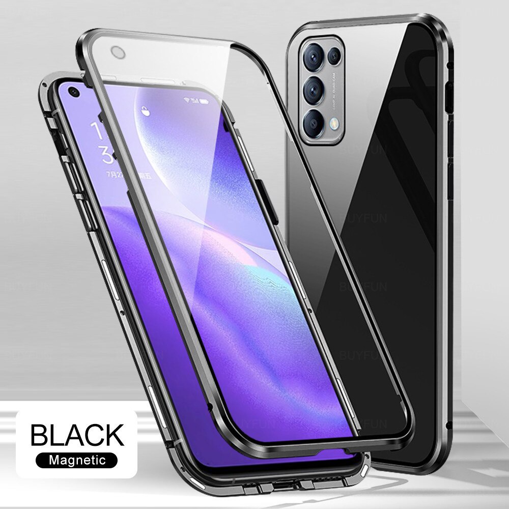 Ốp Điện Thoại Kính Cường Lực Hai Mặt Nắp Lật Nam Châm Bảo Vệ 360 Độ Cho Oppo Reno5 Reno 5 5g K 4g