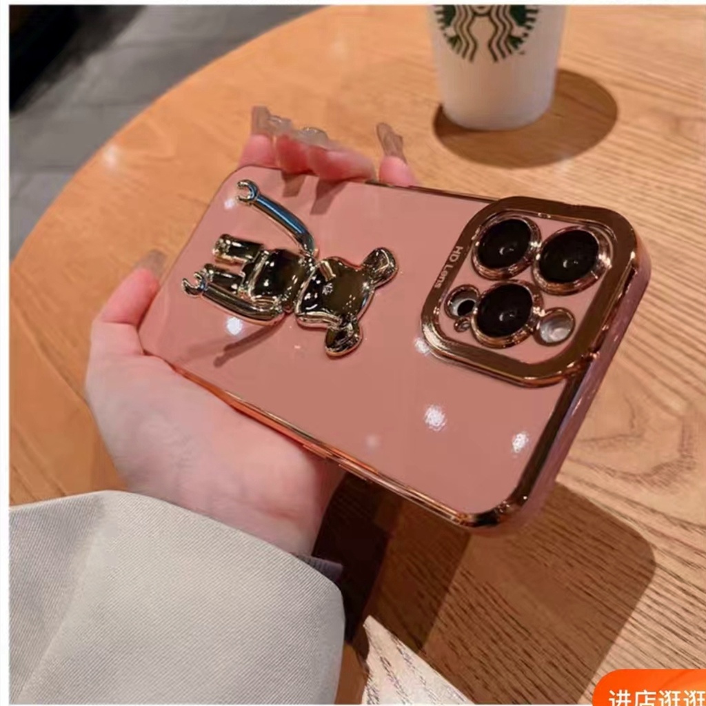 Ốp Điện Thoại Hình Gấu 3D Kèm Giá Đỡ Cho iPhone 13 Pro Max 12 11 Pro Max XS XS XR 8 7 Plus