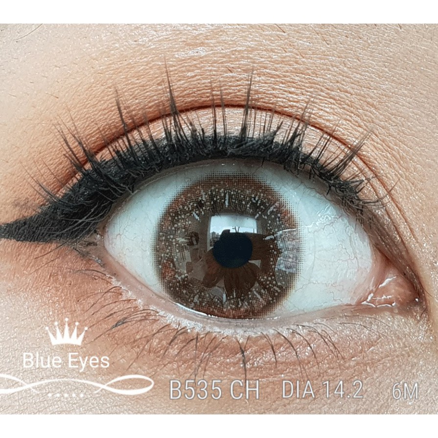 [CAM KẾT CHÍNH HÃNG] Kính áp tròng Hàn Quốc BLUE EYES FLOWER CHOCO - Lens cận thời trang