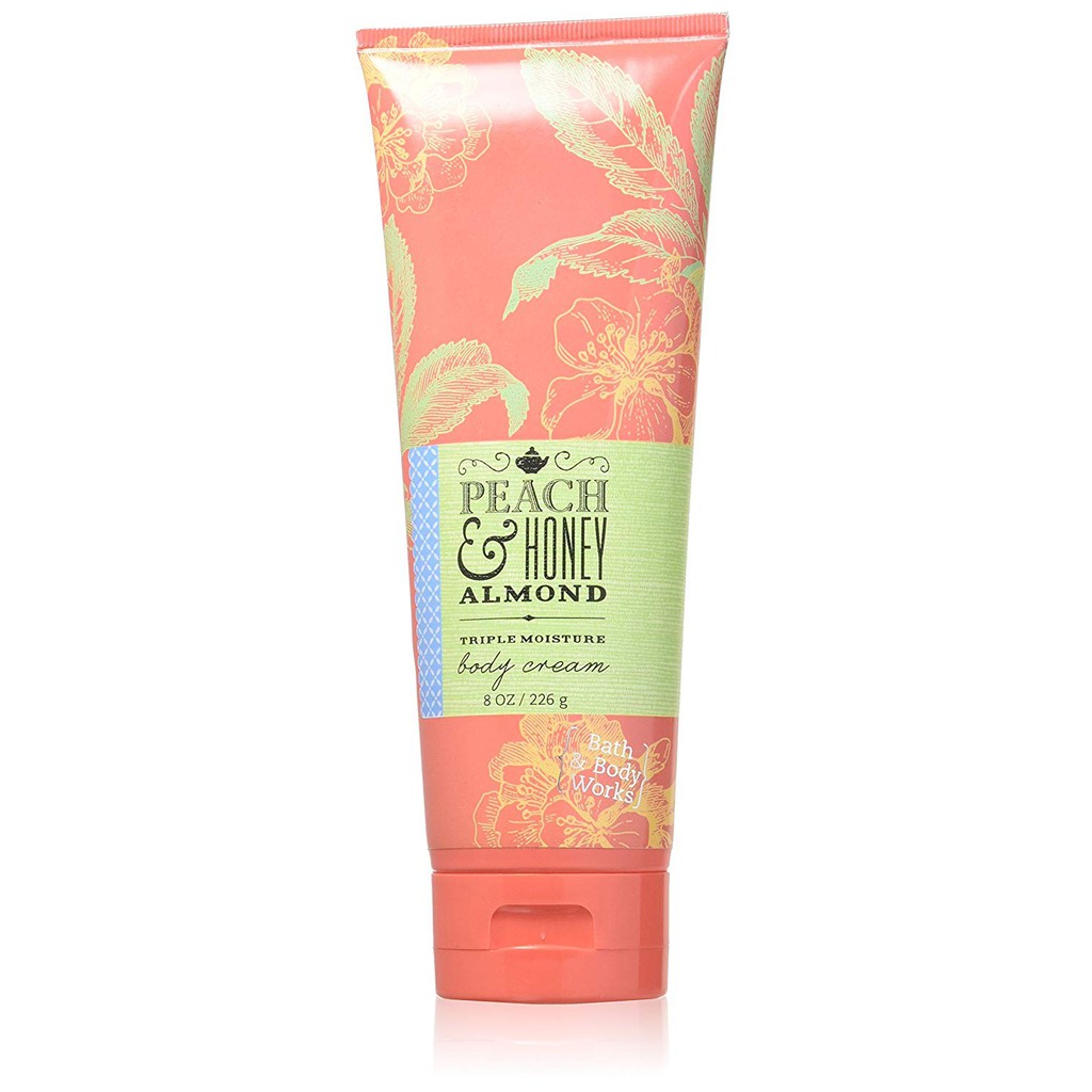 Kem dưỡng ẩm cơ thể Bath &amp; Body Works Peach &amp; Honey Almond Triple Moisture Body Cream 226g (Mỹ)