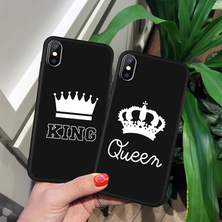 Ốp lưng mềm có hình vương miện và chữ King/Queen cho iPhone 6 6s 7 8 Plus X XS MAS XR