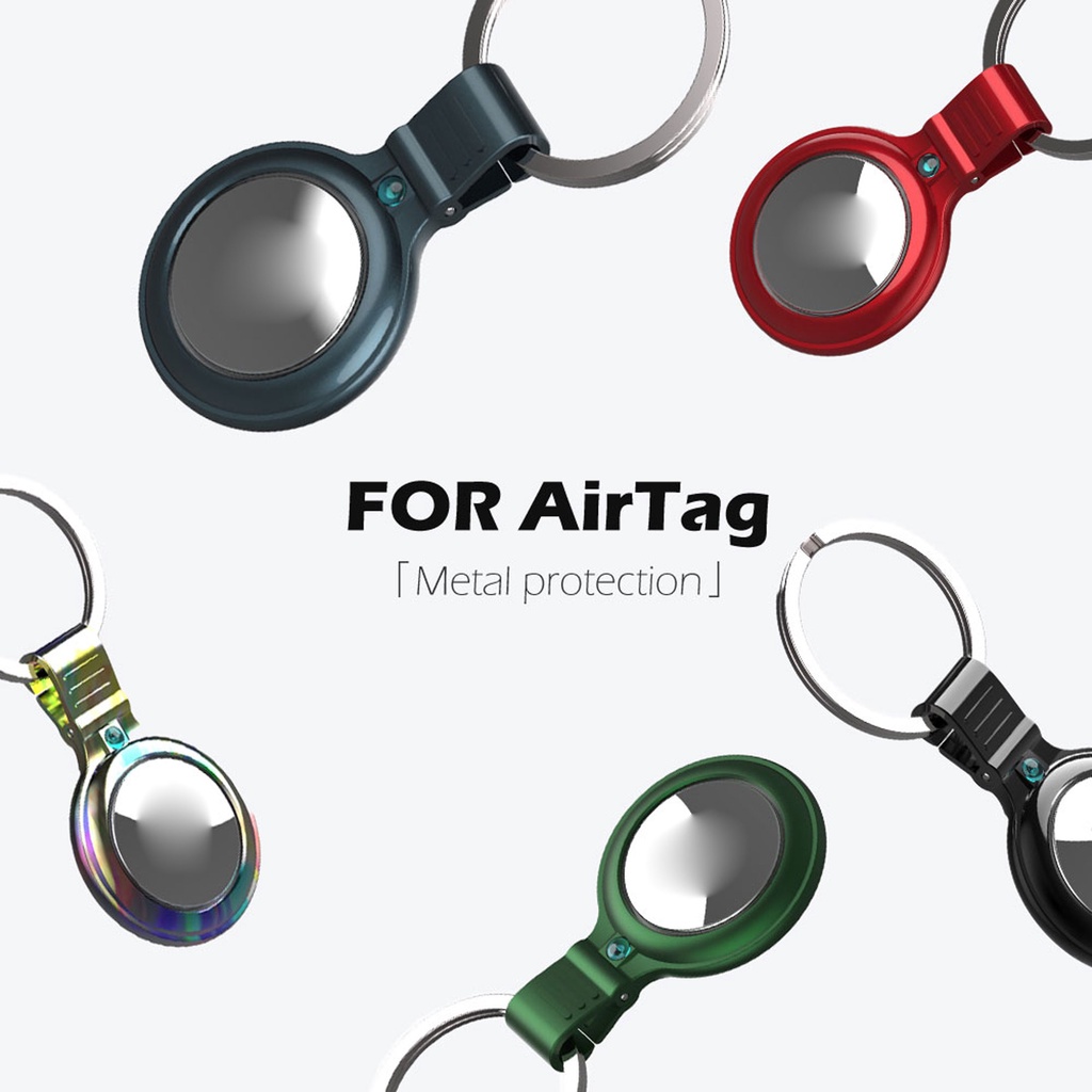 Vỏ Bảo Vệ Hộp Đựng Tai Nghe Apple Airtag Bằng Kim Loại Có Móc Khóa