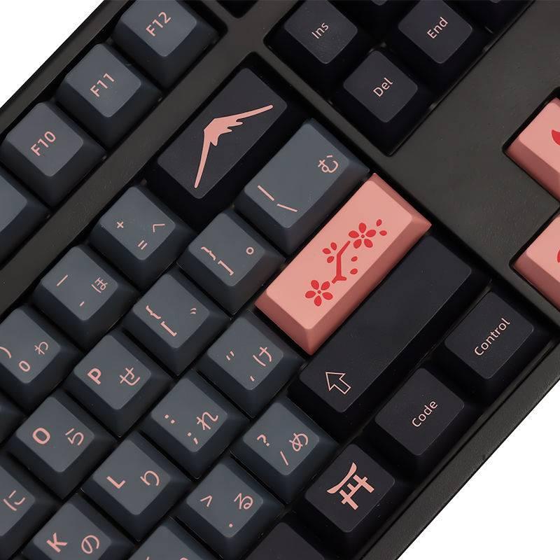 139 Keys JTK Night Sakura Cherry Profile PBT Sublimation Keycaps for 61/64/68/87/98/980/104/108 Keyboard with Sub Legend