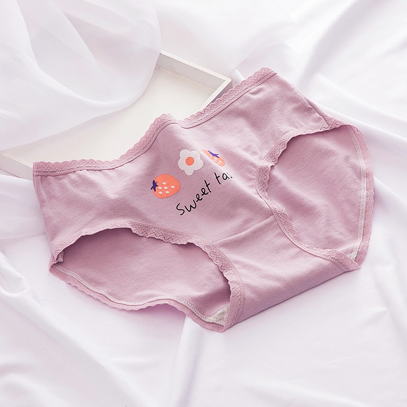 Quần lót cotton co dãn cạp cao họa tiết xinh xắn DORIS L160