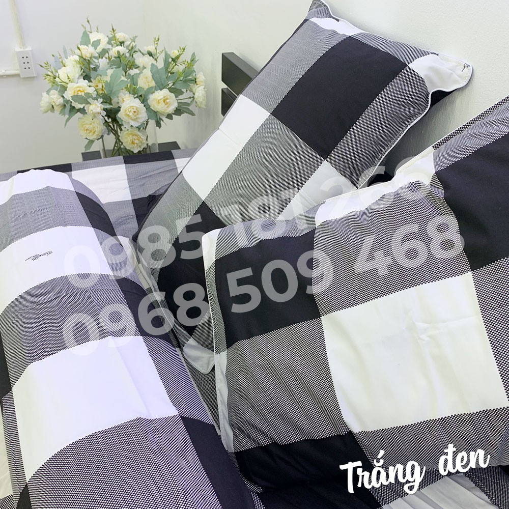 [Ảnh Thật] Trắng Đen - Bộ Drap Cotton 4 món Thắng Lợi Chính Hãng