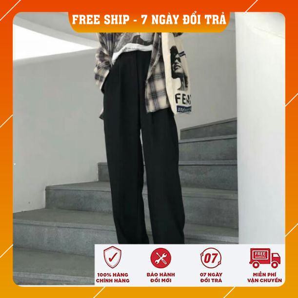Quần tây Ống Rộng Co Giãn Lưng cao UNISEX nam nữ ulzzang | BigBuy360 - bigbuy360.vn