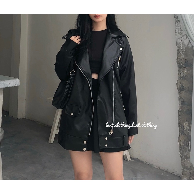 Áo khoác da khoá kéo