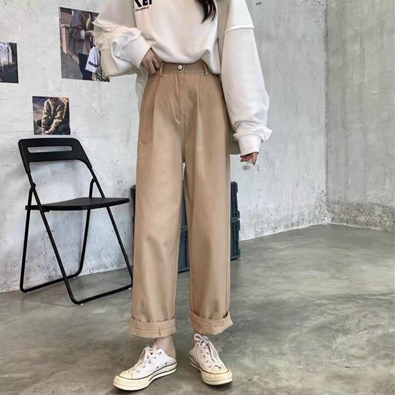 Quần Baggy Kaki Nữ Bigsize Lưng Thun Ống Suông Rộng 3 Màu Chất Đẹp Mềm Mịn Ms127