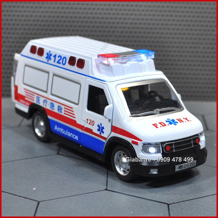 Mô Hình Kim Loại Xe Cấp Cứu Ford Đặc Chủng Áp Lực Âm Kèm Bác Sĩ + Băng Ca Tỉ Lệ 1:32