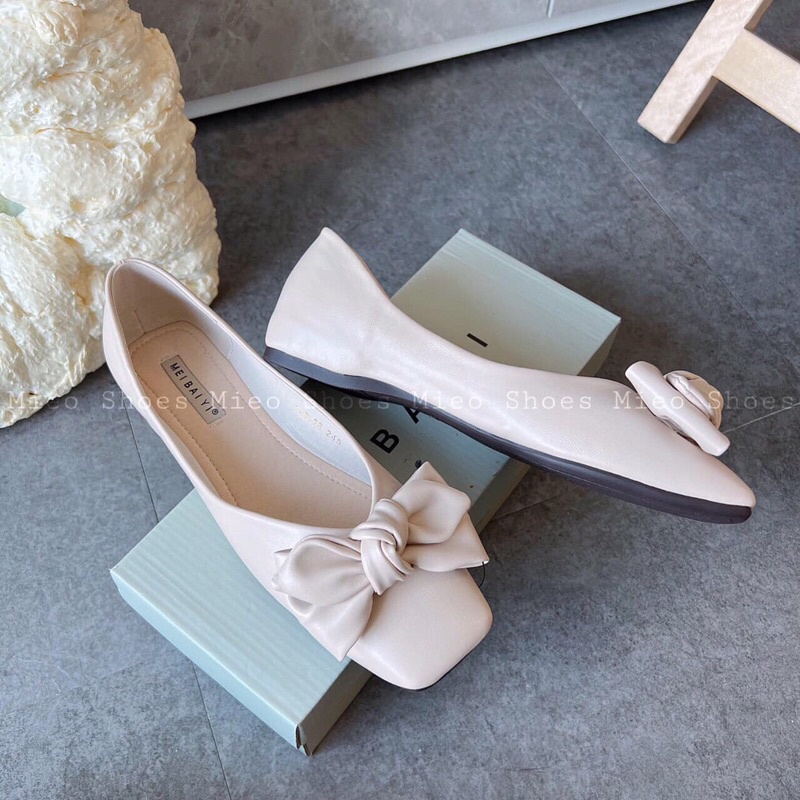 Bệt mũi vuông nơ Mieo shoes ( B448 B449 )