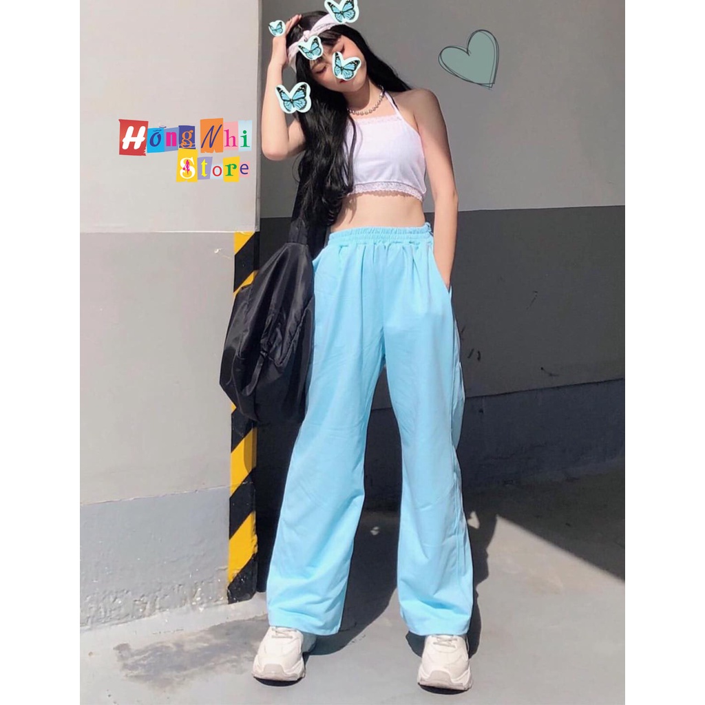 Quần Jogger Basic Ulzzang Unisex Jogger Trơn Dây Rút Lai Ống Rộng Màu Xanh Dương - MM