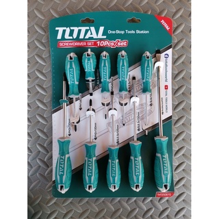 Bộ 10 tua vít dẹp bake cán cầm cao su mềm total tht250610