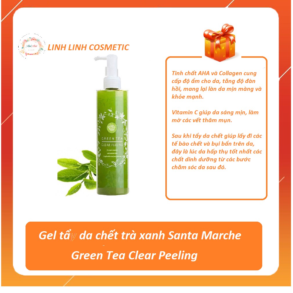 [Tặng kèm băng đô] Gel tẩy da chết trà xanh santa marche