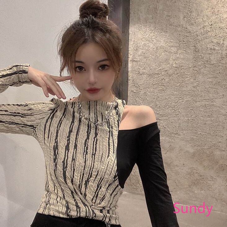 Áo Thun Dài Tay Dáng Ôm Thiết Kế Quyến Rũ Thời Trang Dành Cho Nữ