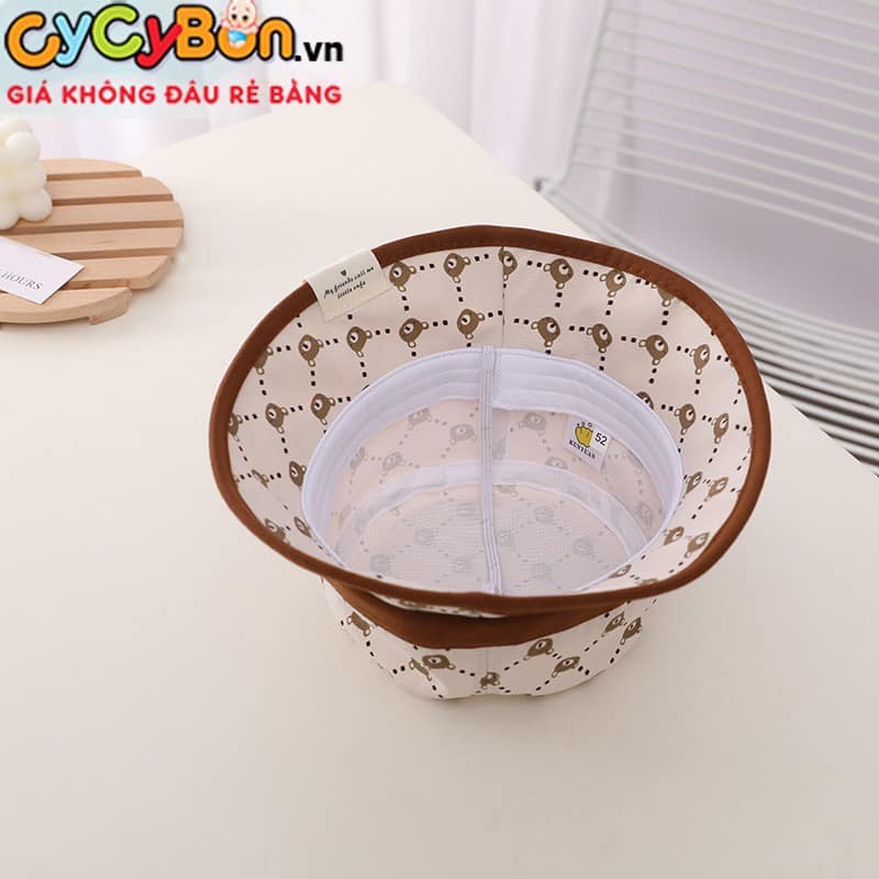 Mũ Nón Rộng Vành Kiểu Bucket Cho Bé In Hình Gấu Siêu Kute