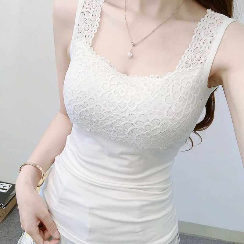 Áo Không Tay Màu Trơn Phối Ren plus size 100 Mèo Cho Nữ