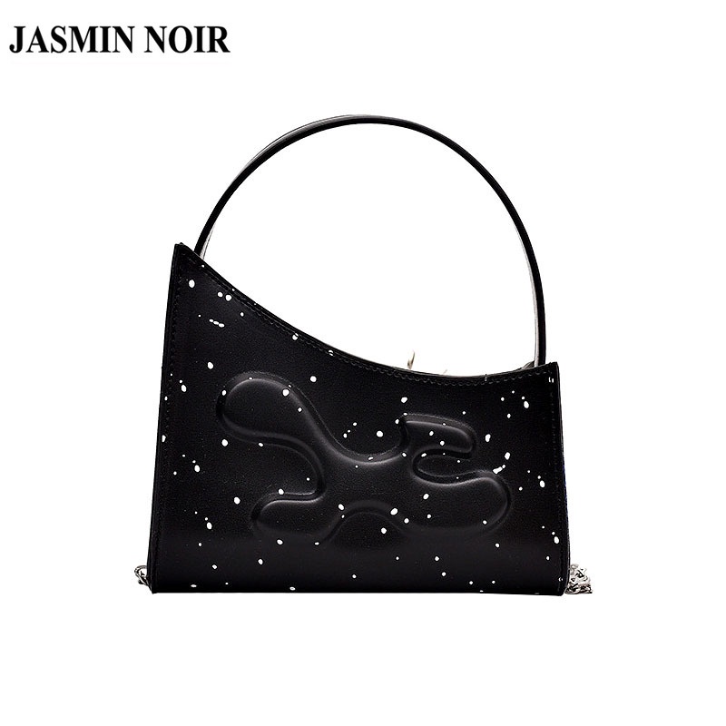 Túi xách JASMIN NOIR da PU hình bán nguyệt phối dây xích thời trang dành cho nữ