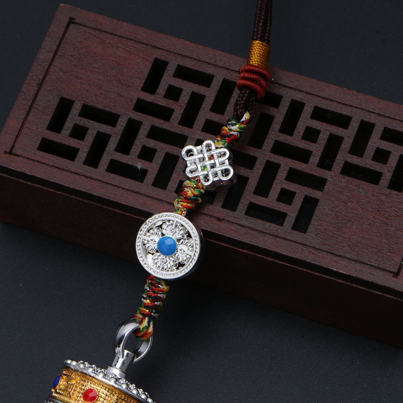 Móc khóa gắn bánh xe kinh luân Phật Giáo Tây Tạng