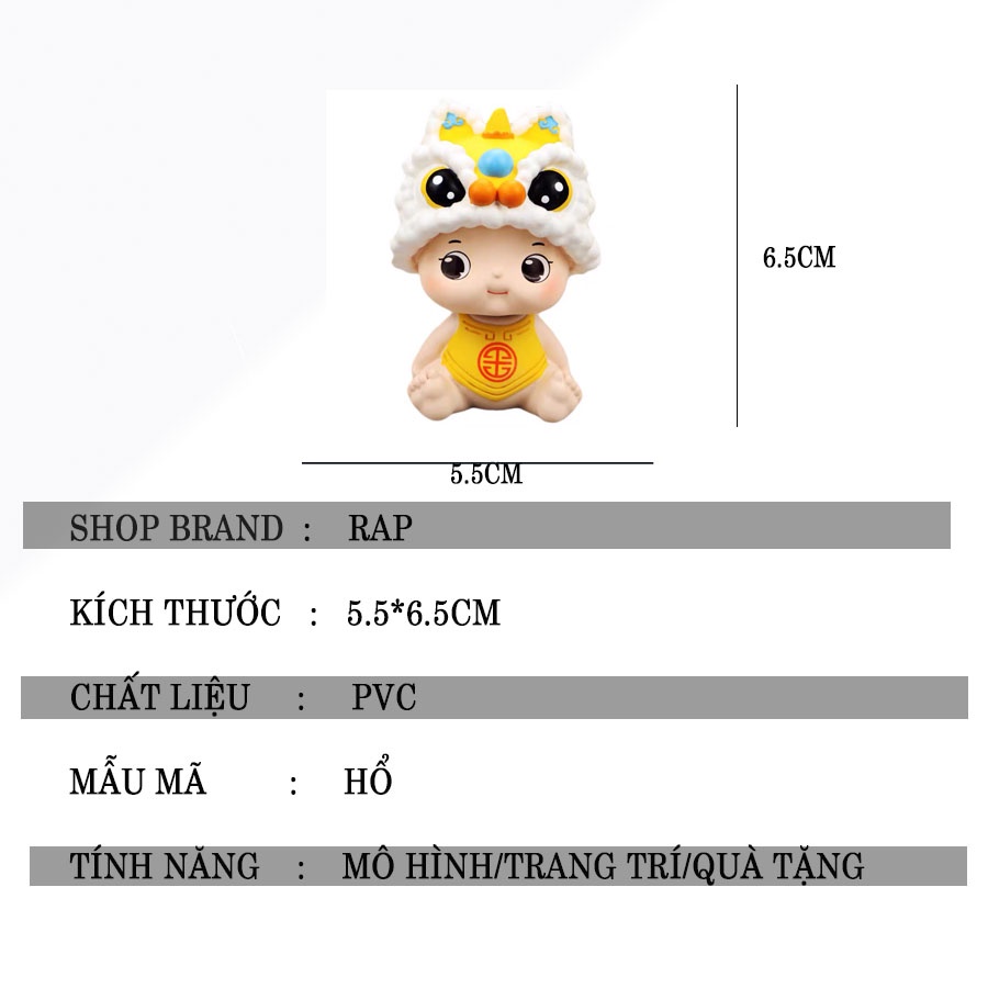 Set 4 mô hình em bé hổ tài lộc lắc đầu biểu cảm dễ thương nhiều màu sắc trang trí nhà cửa,bàn làm việc,góc học tập-Rap
