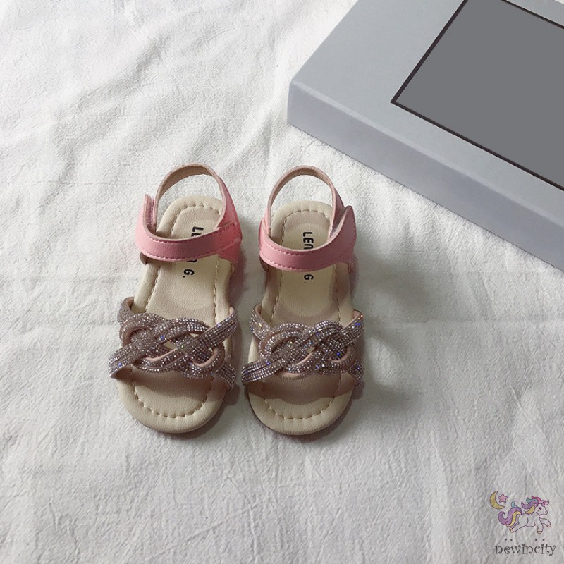 Giày sandal đế mềm đính đá phong cách Hàn Quốc xinh xắn thời trang cho bé gái