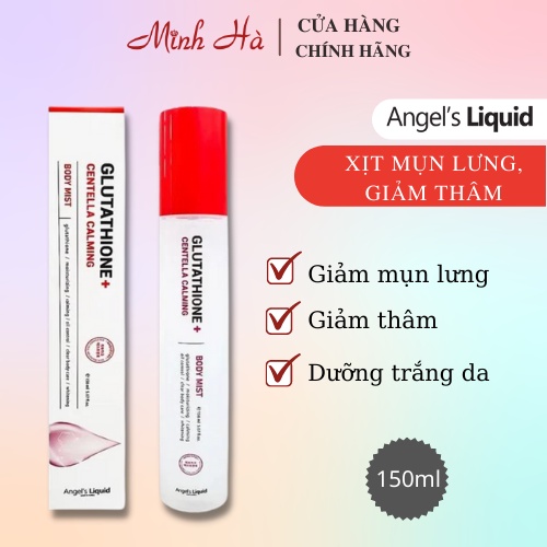 Xịt mụn lưng Glutathione Angel's Liquid Centella Calming Body Mist 150ml giảm mụn, thâm, dưỡng sáng da.