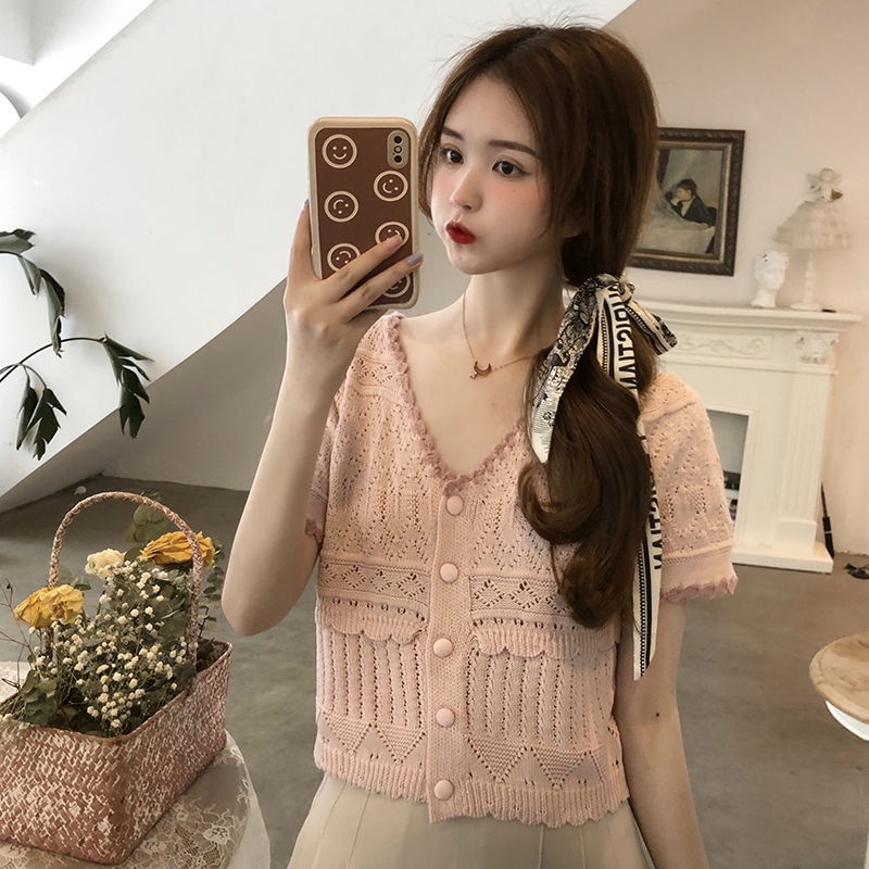 Áo Cardigan Dệt Kim Tay Ngắn Chống Nắng Phong Cách Thời Trang Nhật Bản  tao bao