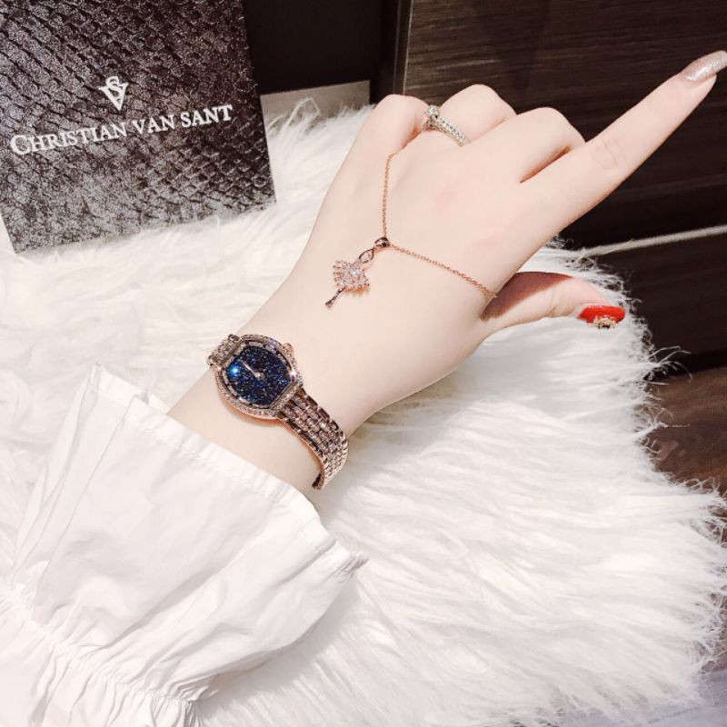 Đồng hồ nữ Davena mặt xanh 27mm cực đẹp